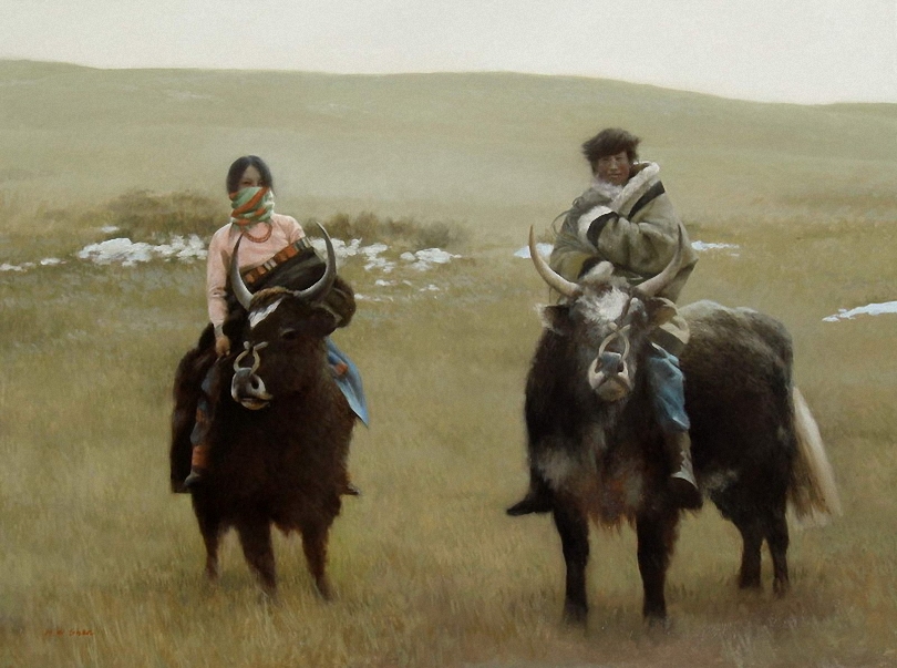 A Young Couple (Tibetan) by Han-Wu Shen